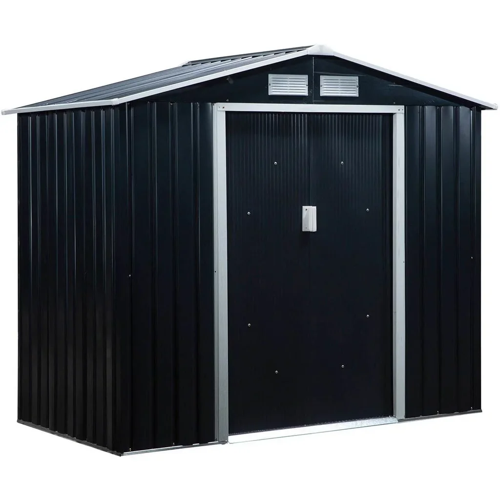 Garden shed - with foundation - metal - 213 x 130 x 185 cm