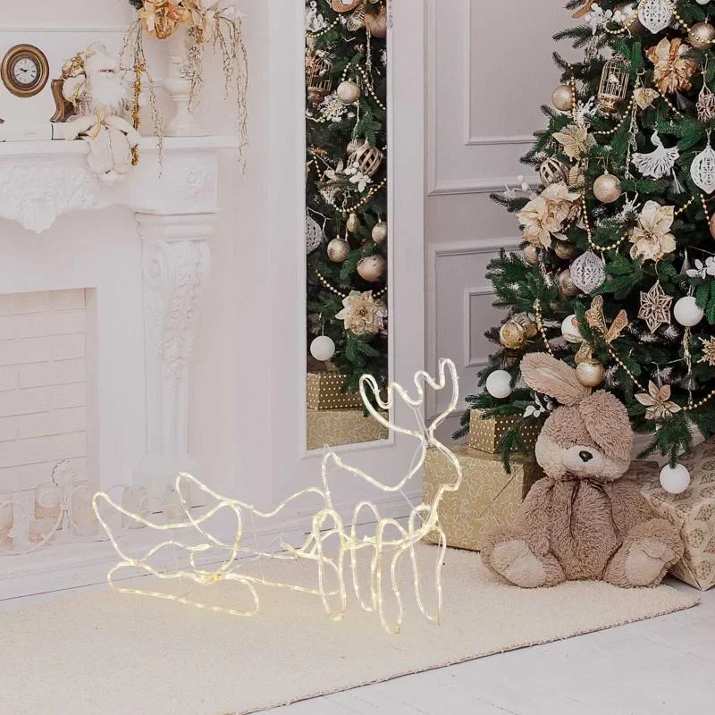 Reindeer with sleigh Christmas lighting 160 LED figure illuminated figure