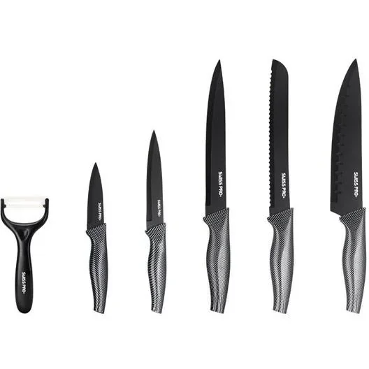 Kitchen knife set - 6-piece - Carbon - Black