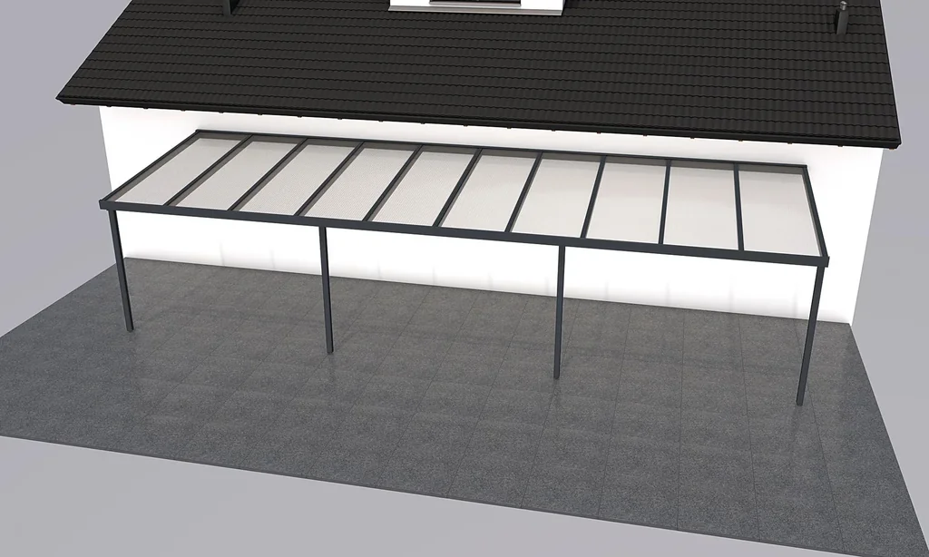 Patio roof Premium, anthracite, 10140 x 3060 mm - Polycarbonate multi-wall sheets 16 mm, bronze