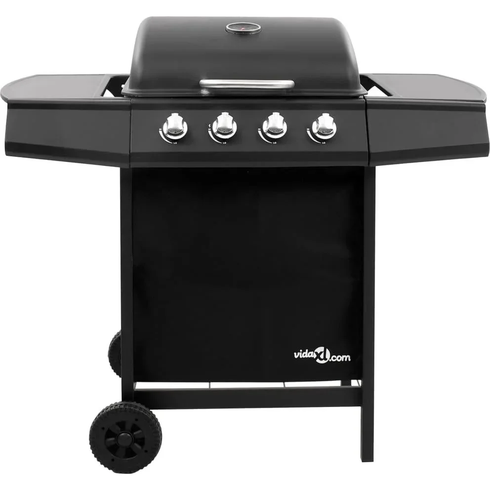 Gas grill with 4 burners black