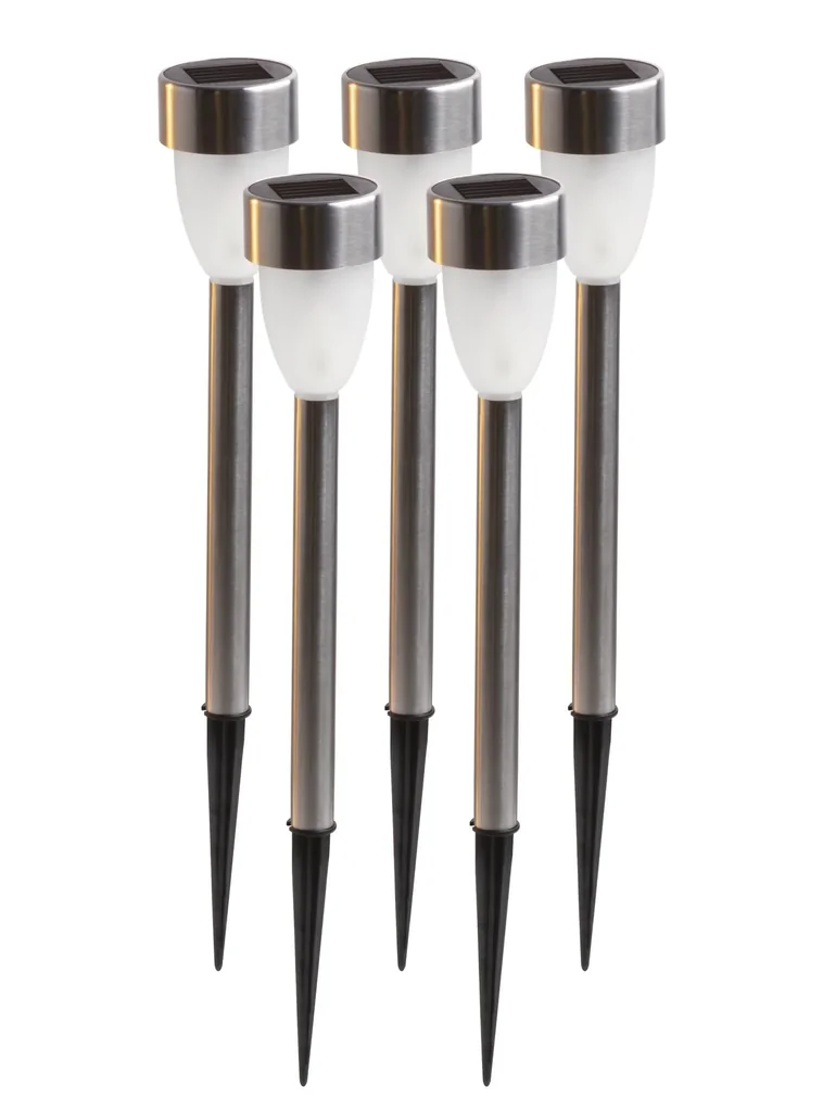 Solar LED stainless steel lights – 5 pieces