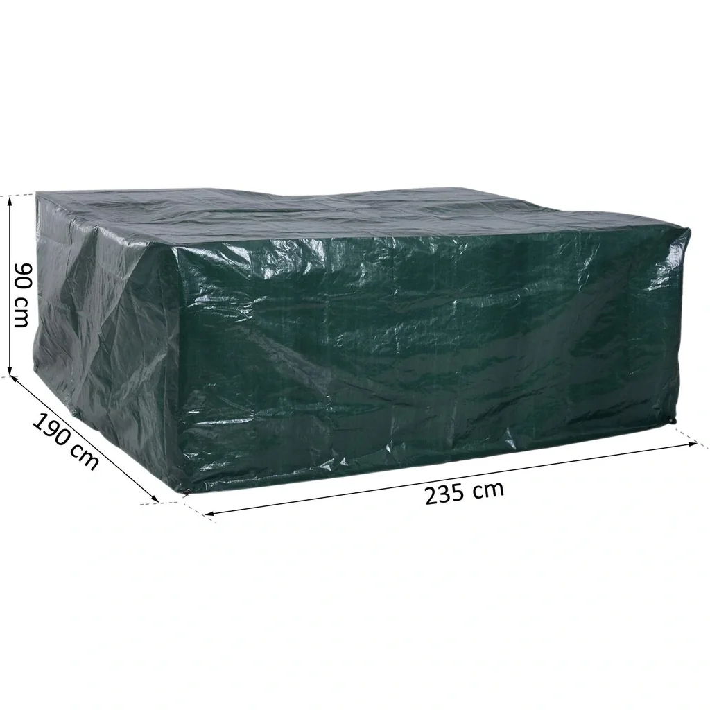 Tarpaulin protective cover garden furniture cover waterproof UV protection rectangular PE green 235 x 190 x 90 cm