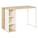 Desk bookcase computer table office table with shelves large storage space chipboard metal oak + white 115x 55x75 cm