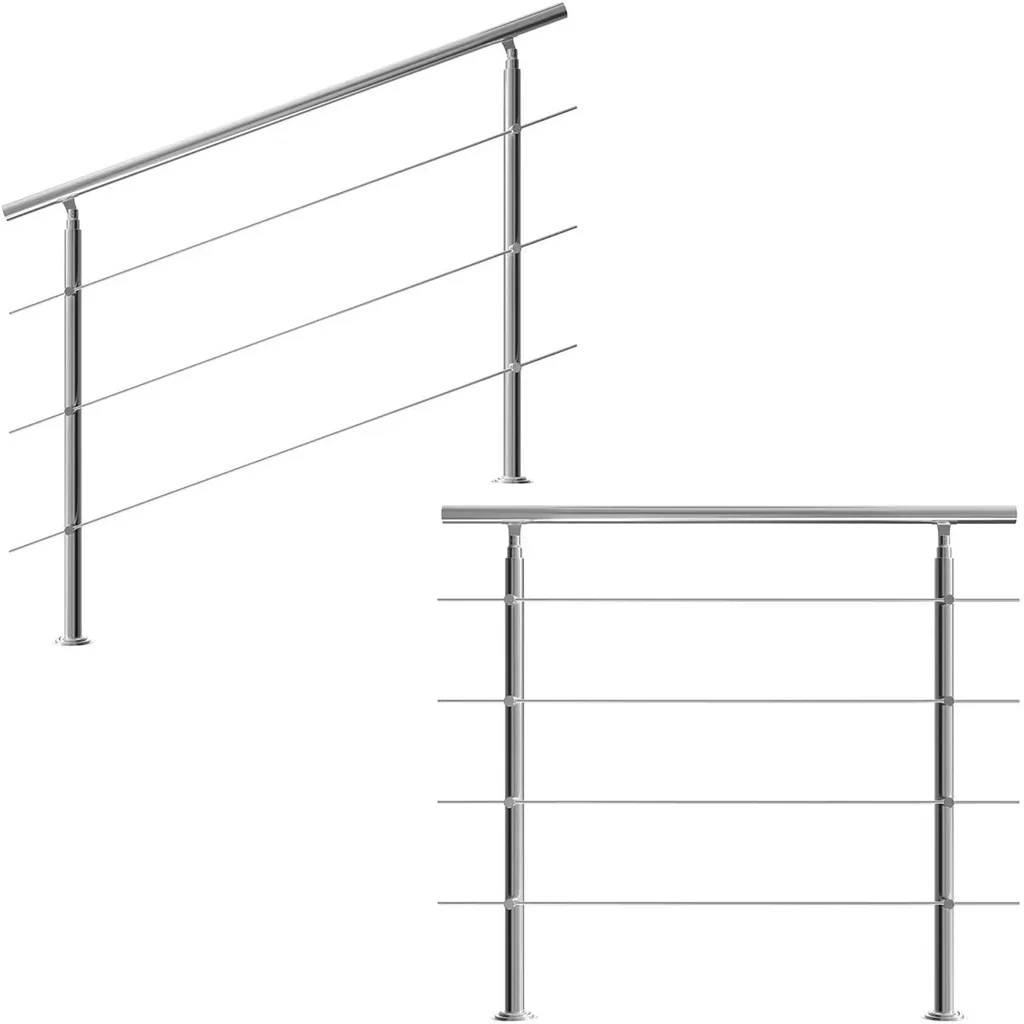 Railing - stainless steel - 150 cm - 4 posts