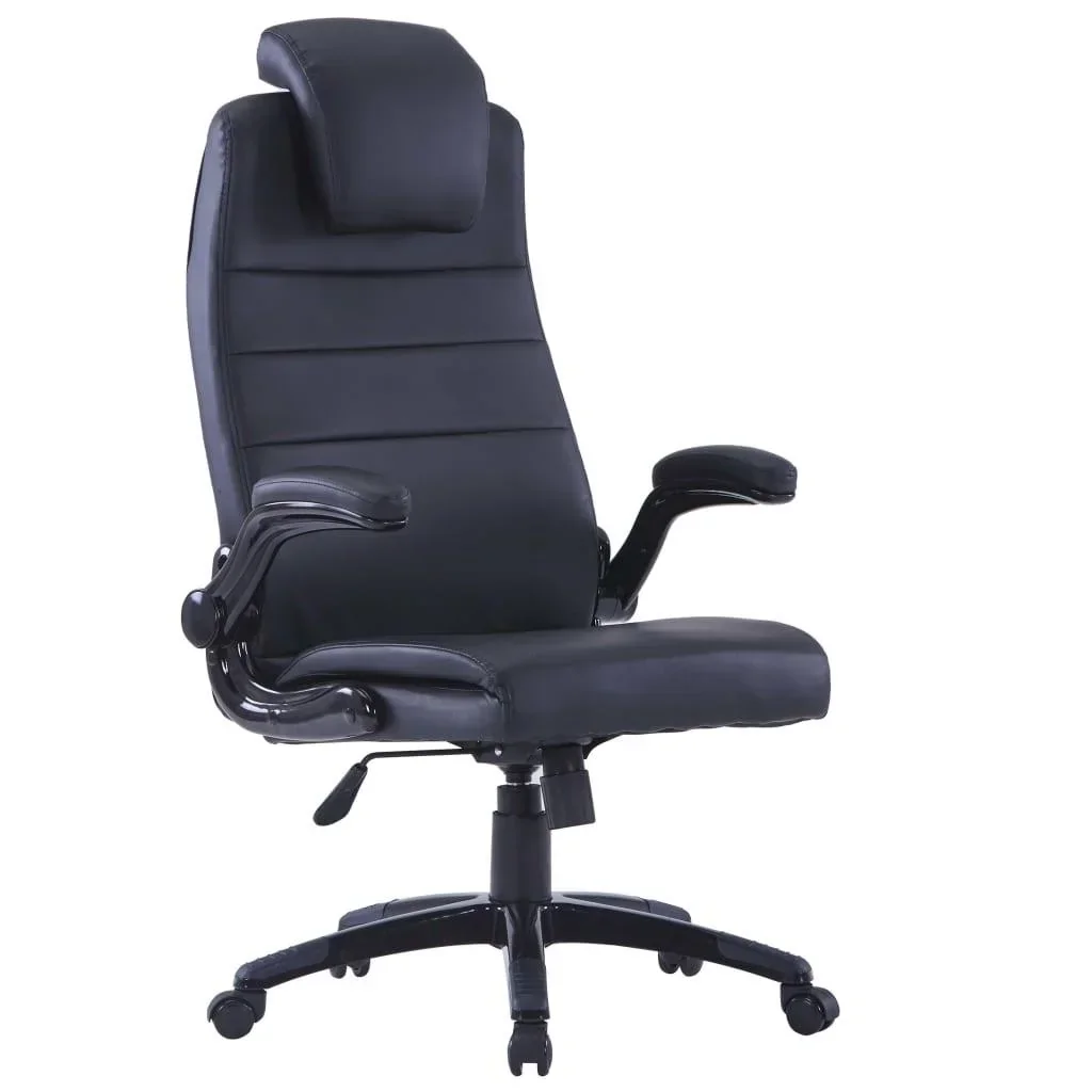 Faux leather desk chair (black / adjustable)