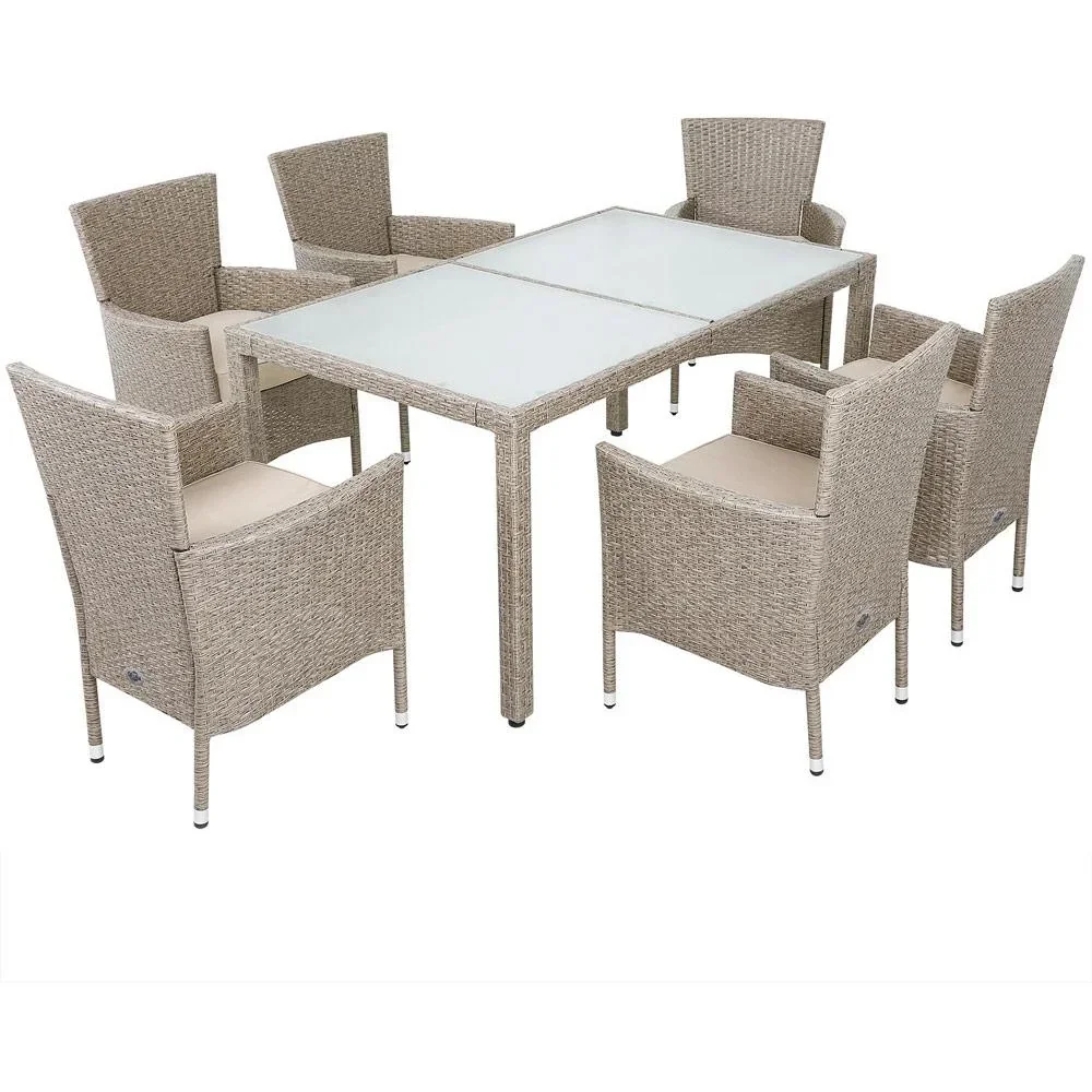 Garden set 13-piece stackable polyrattan chair set Bali beige