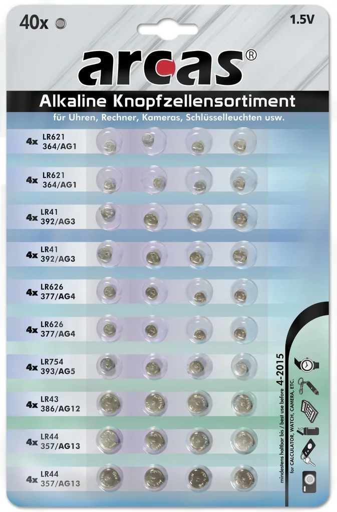 Alkaline button cell assortment - 40 pieces