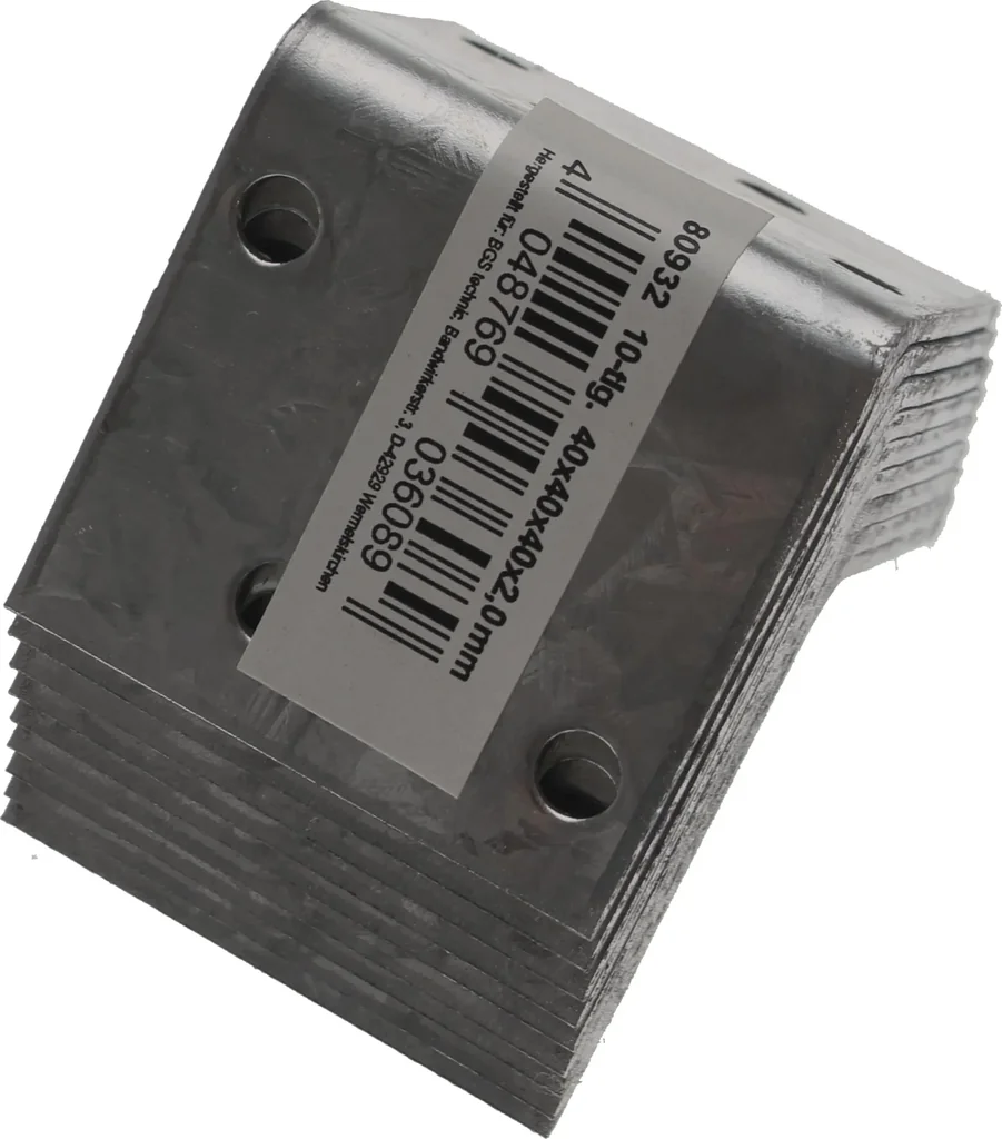 Angle connector 40 x 40 x 40 mm, 10 pieces