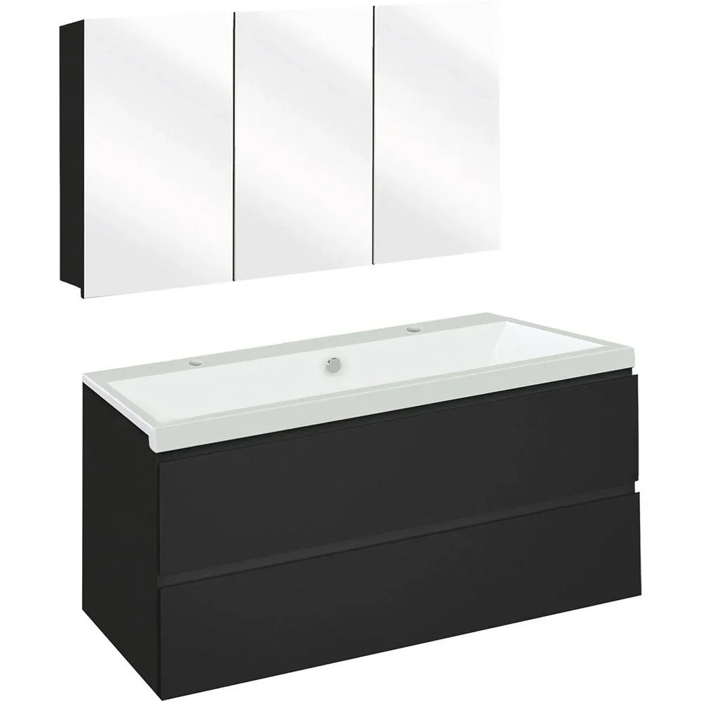 Concept bathroom furniture with mirror cabinet 100cm - black/white