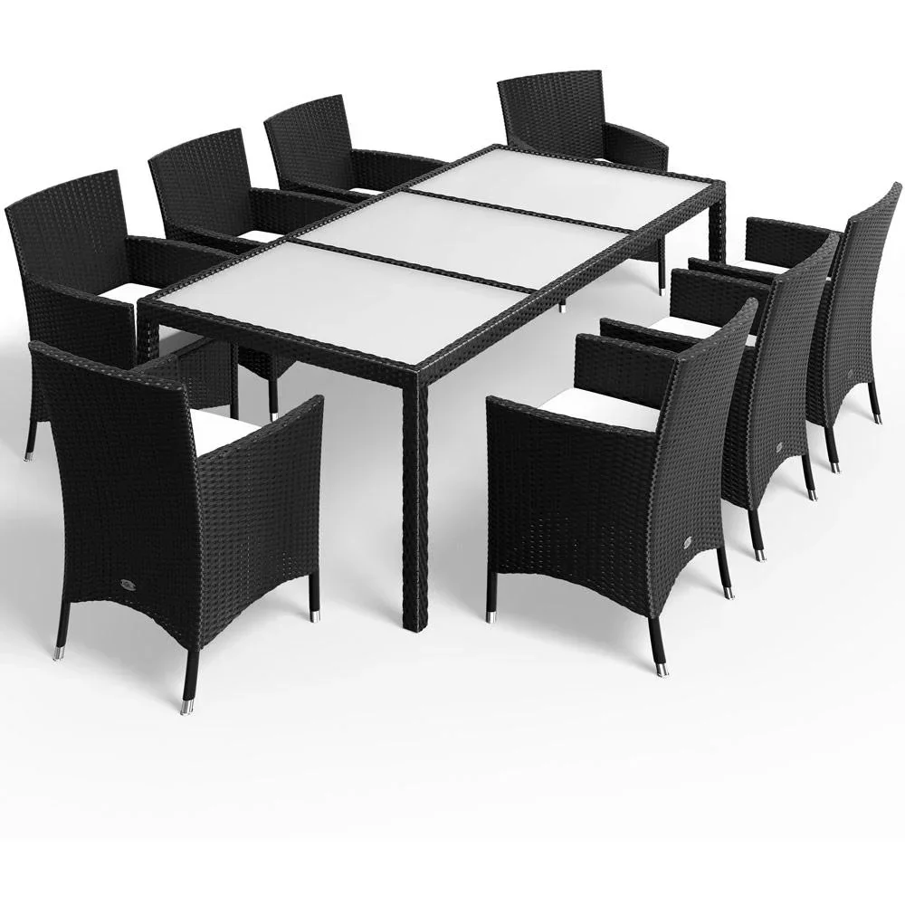 Polyrattan seats 17 pieces black stackable