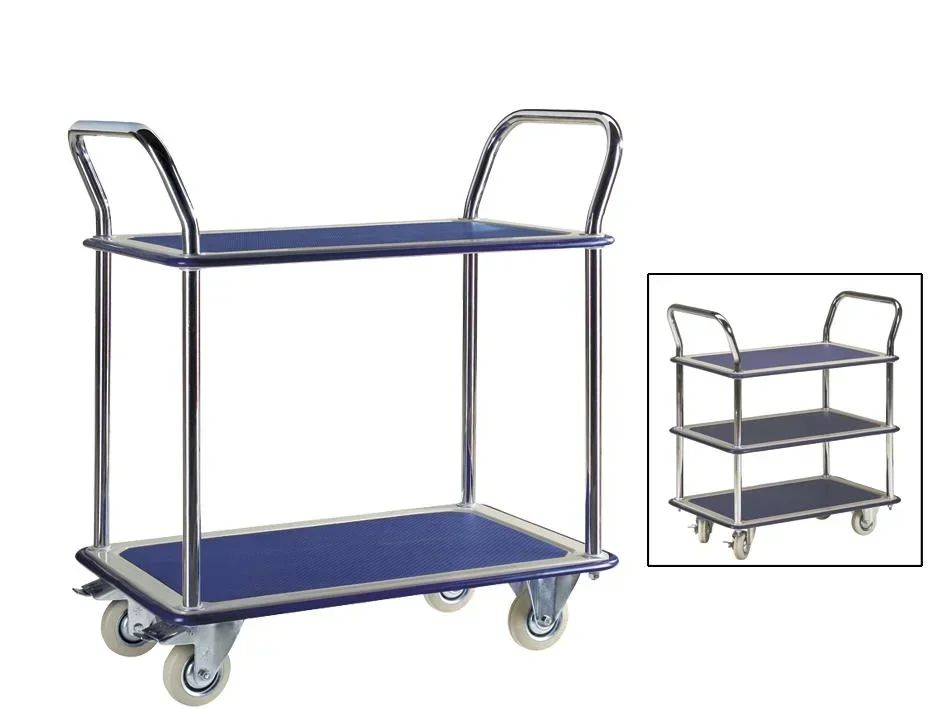 Push handle 2-tier trolley loading area 740 x 480 mm