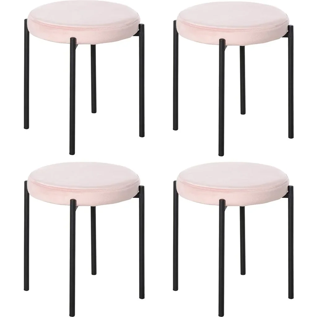 Stool 4-piece set with velvet cover gray