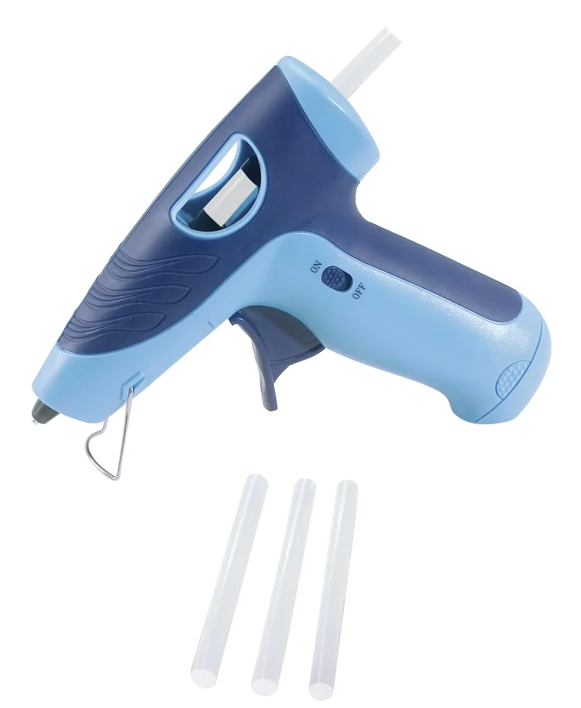 Cordless hot glue gun with lighting, including 3 glue sticks