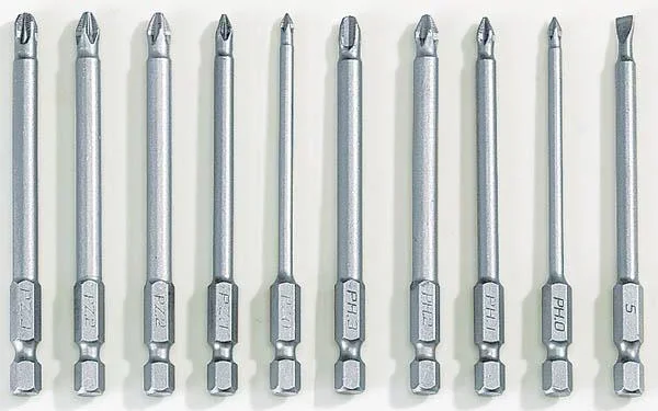 Bit set 10-piece, anti-slip with serrated bit tip