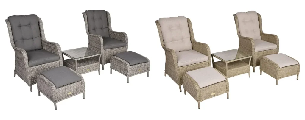 VALENCIA armchair set, 5-piece, steel / plastic mesh / polyester, anise brown