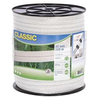 Classic barrier rope, 40M white, 9X0.20+4X0.30 stainless steel, 200M