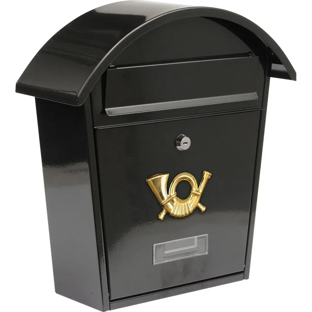 Black mailbox with 2 buttons - 380x320x105 mm