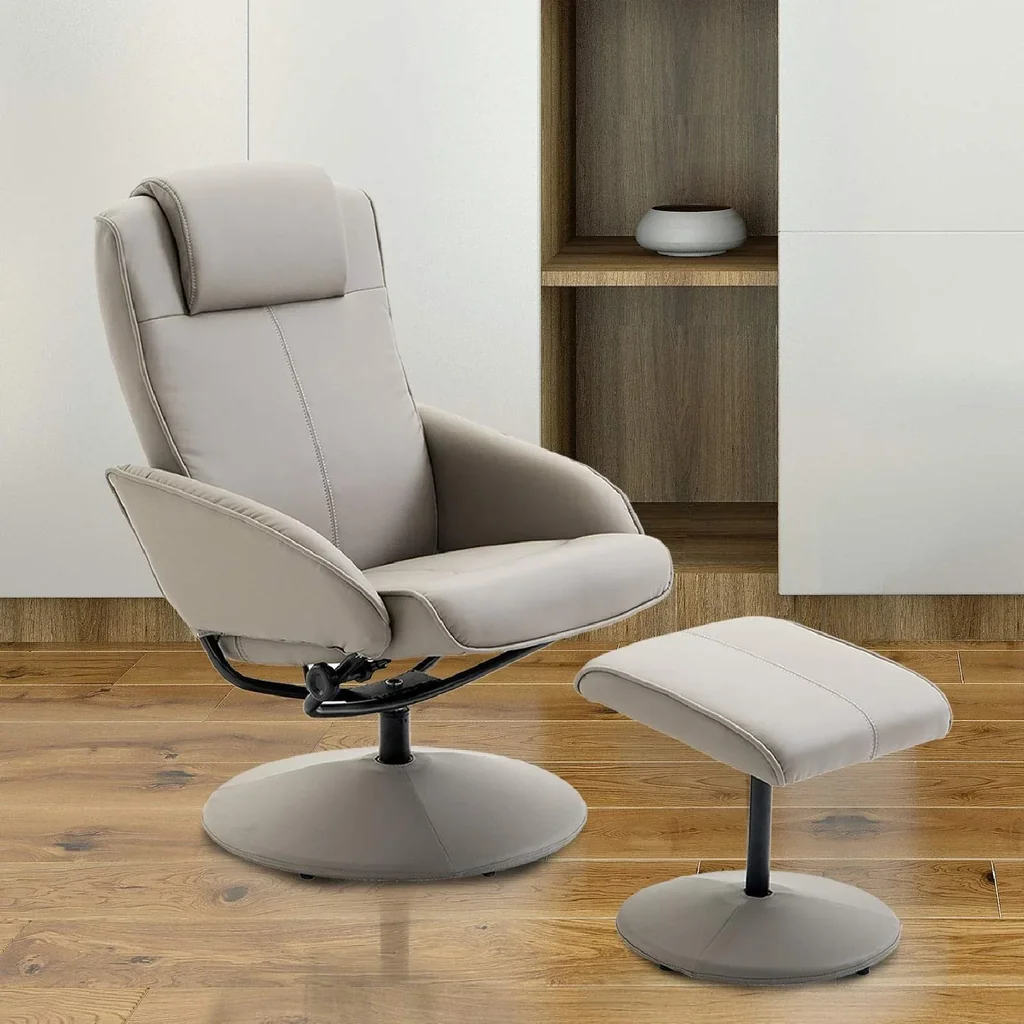 Relaxing chair TV chair Armchair 360° rotatable with footrest Grey