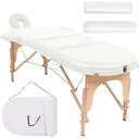 Folding massage table 10 cm thick with 2 neck rolls oval white