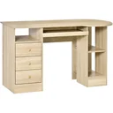 Computer desk office table home office work table with shelves drawers natural 125 x 60 x 74 cm