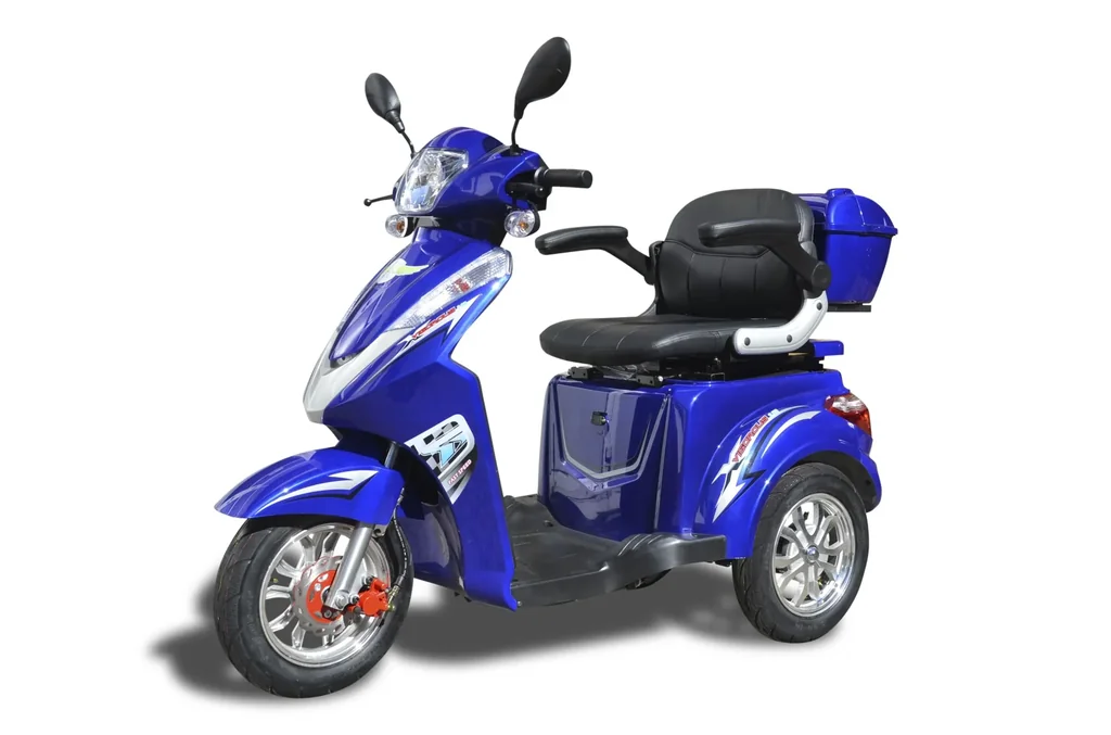 Electric tricycle blue - removable Li-Io battery 20 Ah - 25 km/h - senior mobility