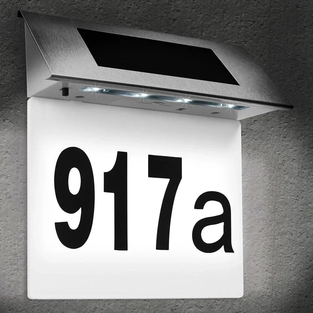 Solar House Number Light - House Number Lighting - Solar Energy - White