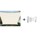 Shade cloth / sun sail including Perel fixing kit - Rectangle - 2 x 3 m - Cream