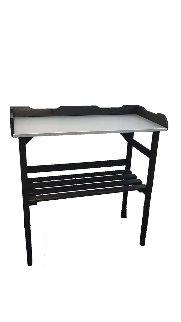Small planting table with galvanized work surface