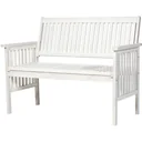 2-seater garden bench, wooden bench, bench with armrests, country house style, acacia wood, white, 117 x 63 x 90 cm