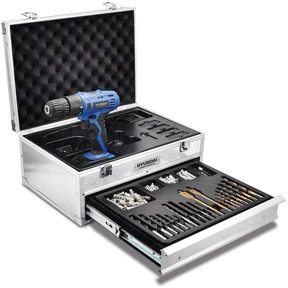 Cordless drill/screwdriver set 276-piece 18V with 2 batteries