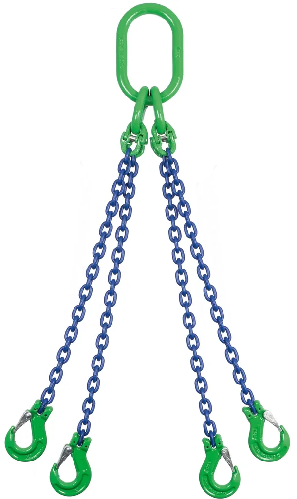 Sling chain 4GK10-GKH, Ø 8 mm x 1.0 m usable length, load capacity 5.3 t (0-45°) / 3.75 t (45-60°), 4-leg, GK 10