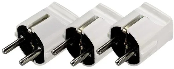 Safety plug 10 A, 250 V, white - 3 pieces made of plastic
