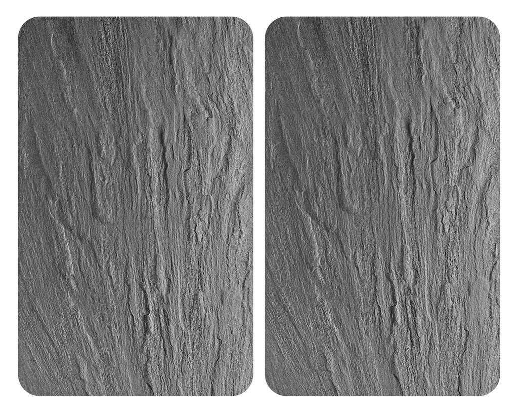 3-in-1 stove cover plates, cutting boards, worktops, glass, in slate look, each 52 x 30 cm, set of 2