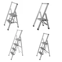 Aluminium design folding stepladder 4-step silver, non-slip household ladder, safety stepladder
