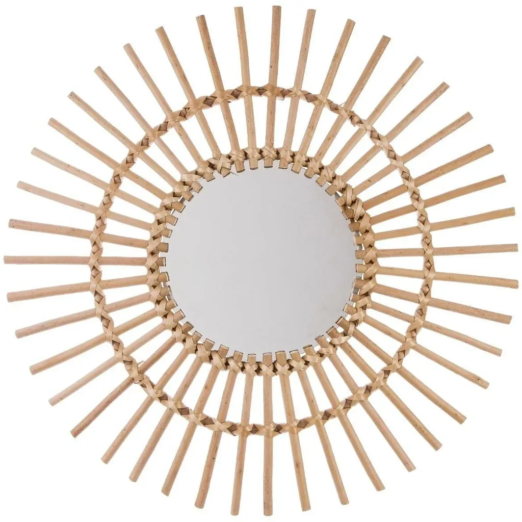 Round mirror - 58 cm - brown/rattan