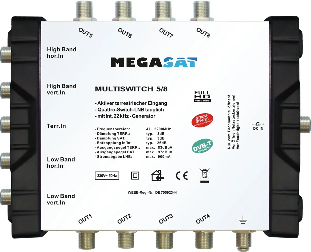 Multiswitch 17/16, Profiline - Suitable for 4 satellites up to 16 participants