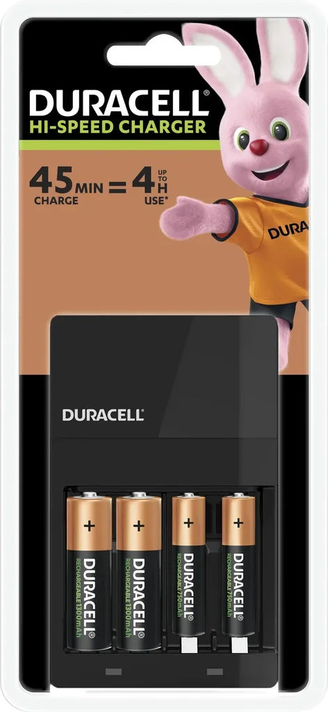 Charger for NiMH batteries including 2 x AA (1300mAh) and 2 x AAA (750mAh)