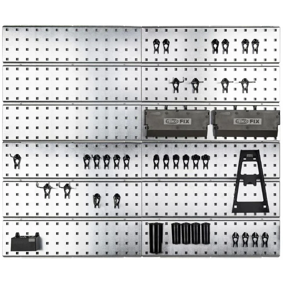Super Clip Set - Steel Tool Wall - Storage System - 46 Pieces - 104 x 88 x 1.1 cm