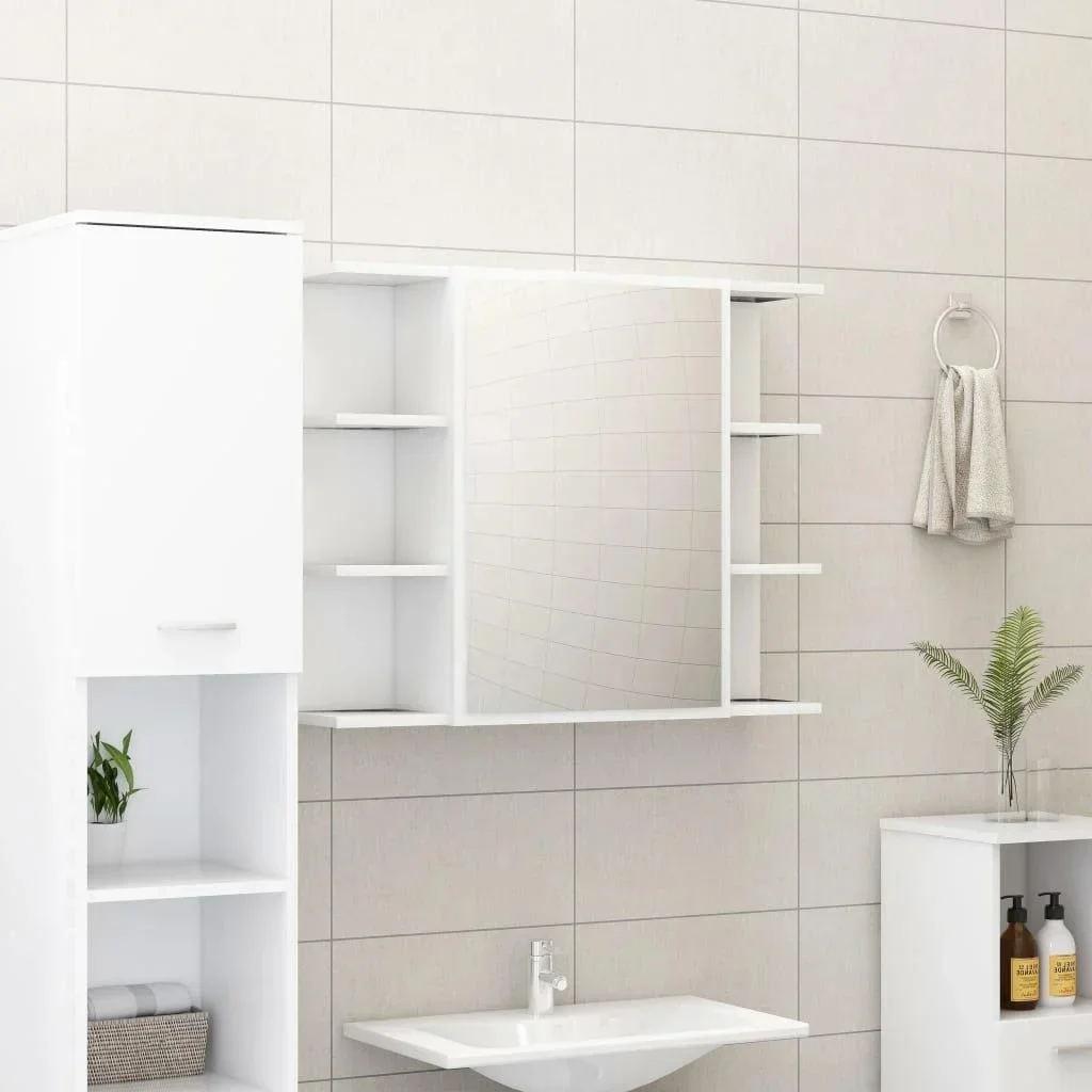 Bathroom mirror cabinet 80x20.5x64 cm chipboard white