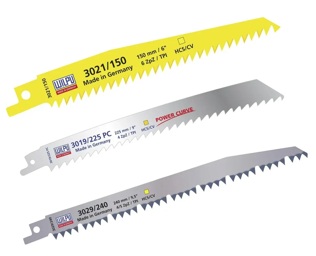 Reciprocating saw blade set 3-piece for wood