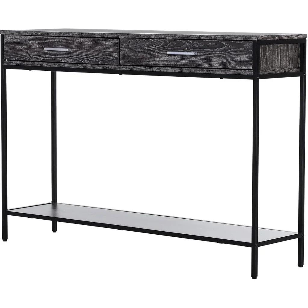 Console table with 2 drawers grey/black