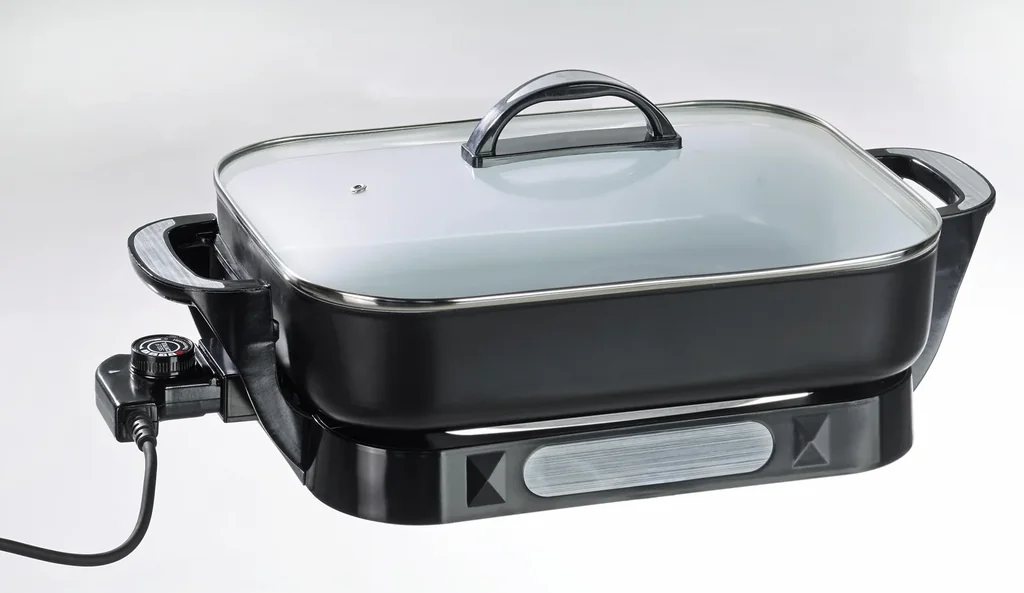 Ceramic multi-buffet pan, 1500 watts, with glass lid