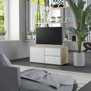 TV cabinet 80x34x36 cm chipboard white and Sonoma oak