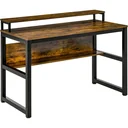 Desk computer table with storage PC table office table industrial style metal rustic brown 120 x 60 x 85 cm