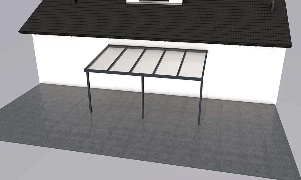 Patio roof Premium, anthracite, 5100 x 3060 mm - Acrylic multi-wall sheets 16 mm, bronze