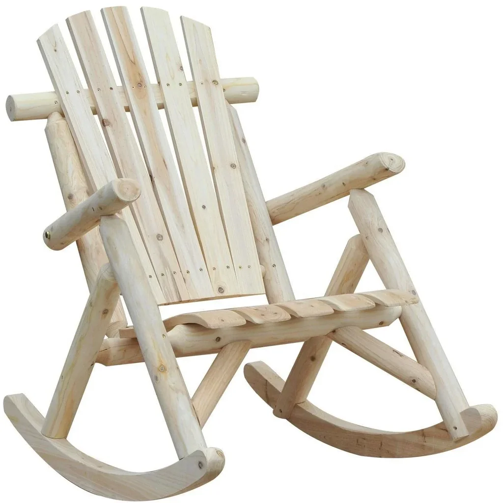 Rocking chair wooden swing chair fir wood natural