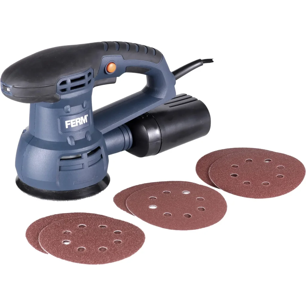 ESM1010 Random Orbital Sander 430W - 125mm - Variable Speed ​​Control - Soft Grip - Incl. 6 pieces of sandpaper and
