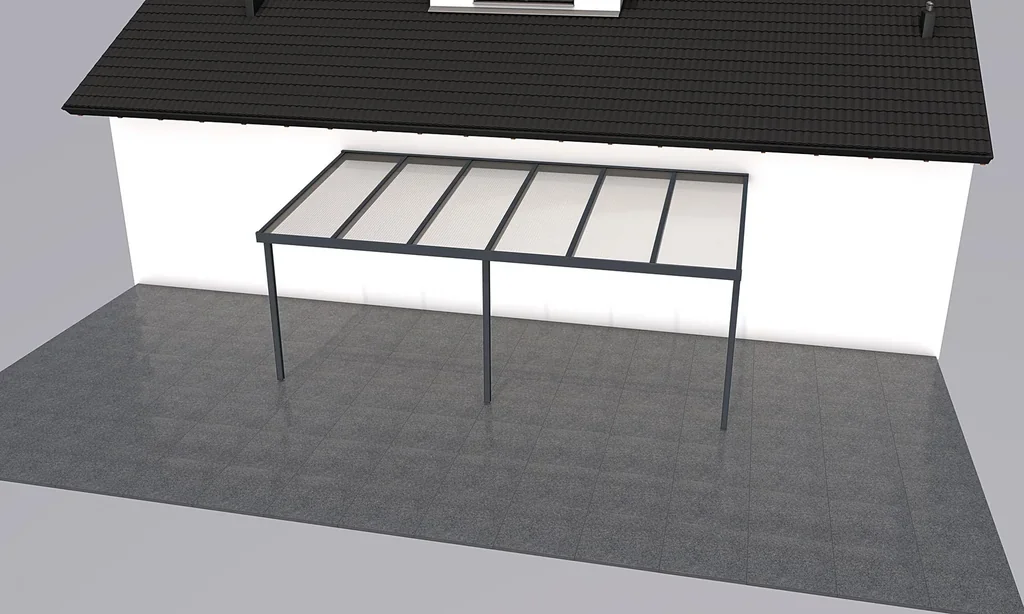 Patio roof Premium, anthracite, 6110 x 3060 mm - Polycarbonate multi-wall sheets 16 mm, opal