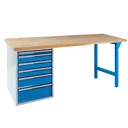 Workbench 1500 with drawer box, 6 drawers